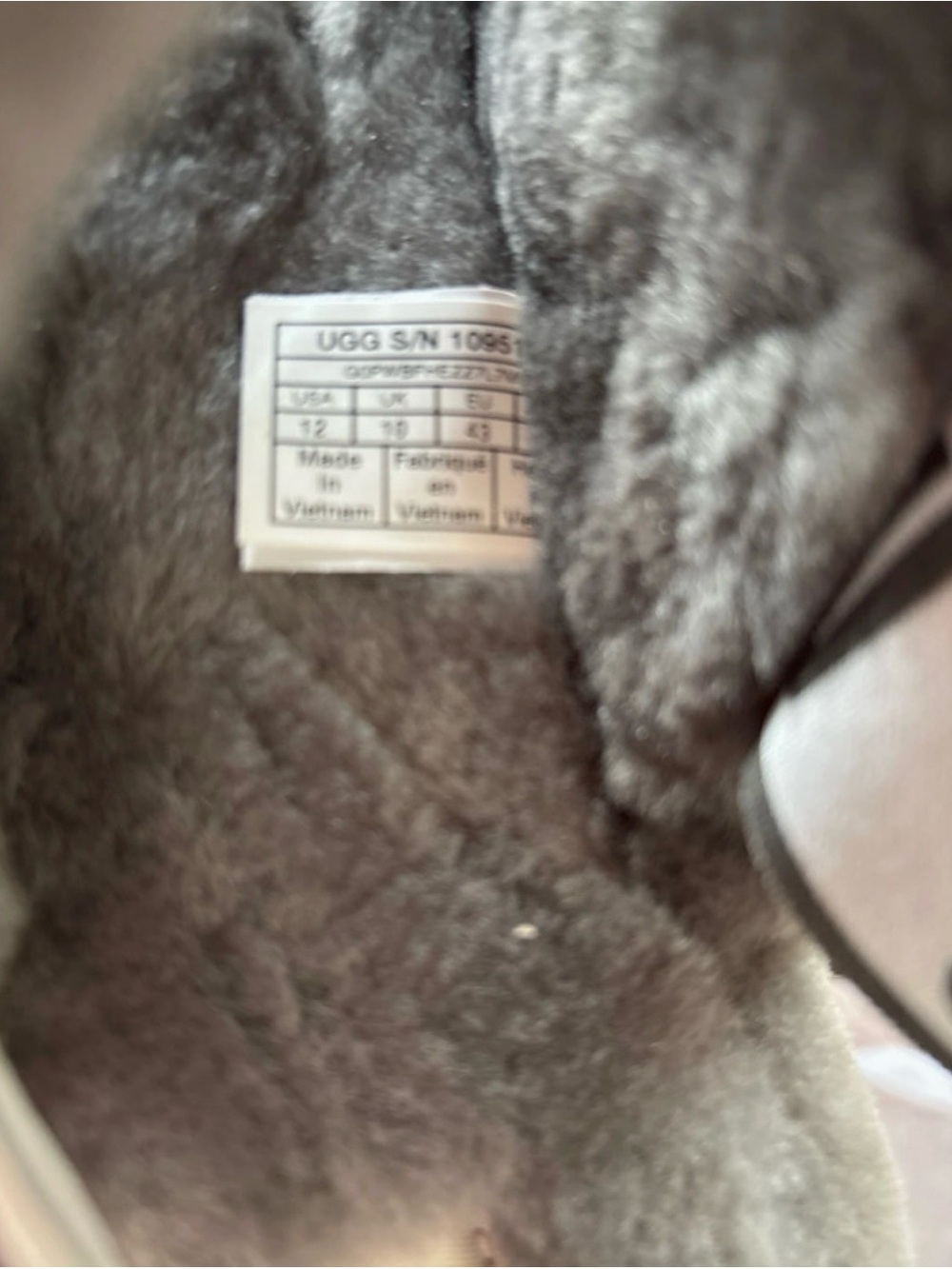 UGG Gray Plush Shearling Slide with Branded Elastic Strap - Picture 3 of 8